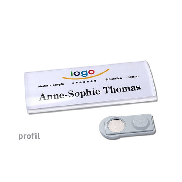 10 Namensschilder PROFIL, magnetisch 75 x 27 mm | smag Magnet, Acryl (PMMA), transparent