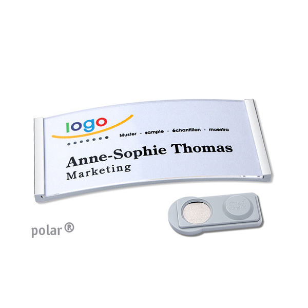 10 Namensschilder polar , magnetisch 74 x 34 mm | transparent | smag Magnet, Kunststoff
