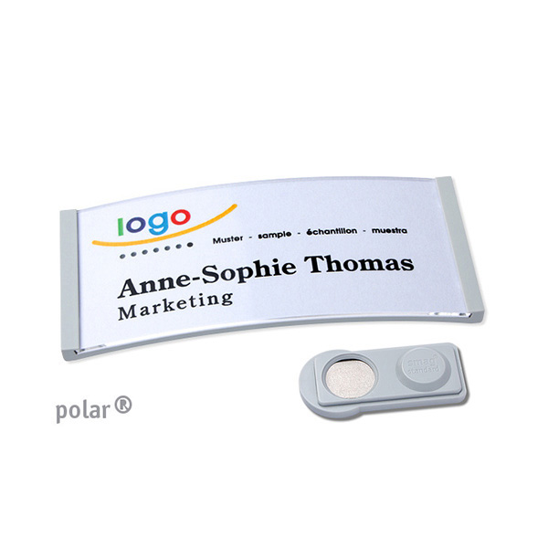 10 Namensschilder polar , magnetisch 74 x 34 mm | hellgrau | smag Magnet, Kunststoff