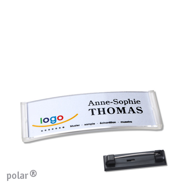 10 Namensschild mit Nadel polar 64 x 22 mm | transparent, Kunststoff