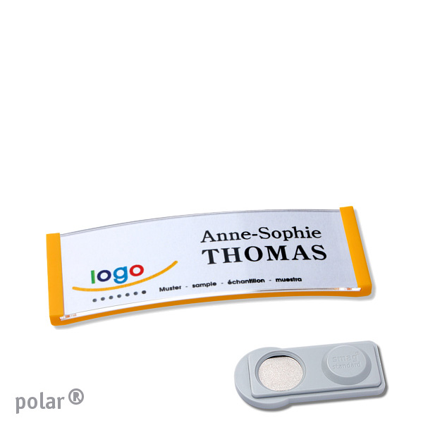 10 Namensschilder polar , magnetisch 64 x 22 mm | gelb | smag Magnet, Kunststoff
