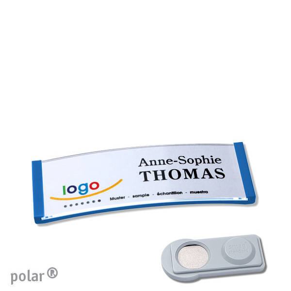 10 Namensschilder polar , magnetisch 64 x 22 mm | mittelblau | smag Magnet, Kunststoff