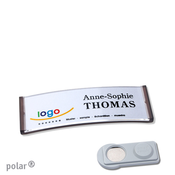 10 Namensschilder polar , magnetisch 64 x 22 mm | transluzent|anthrazit | smag Magnet, Kunststoff