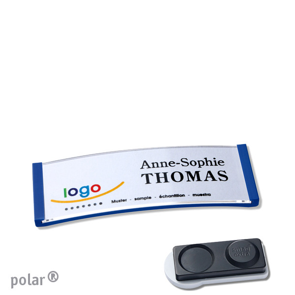 10 Namensschilder polar , magnetisch 64 x 22 mm | blau | smag Magnet, extra stark, Kunststoff