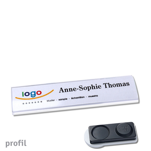 10 Namensschilder PROFIL, magnetisch 75 x 17 mm | smag Magnet, extra stark, Acryl (PMMA), transparent