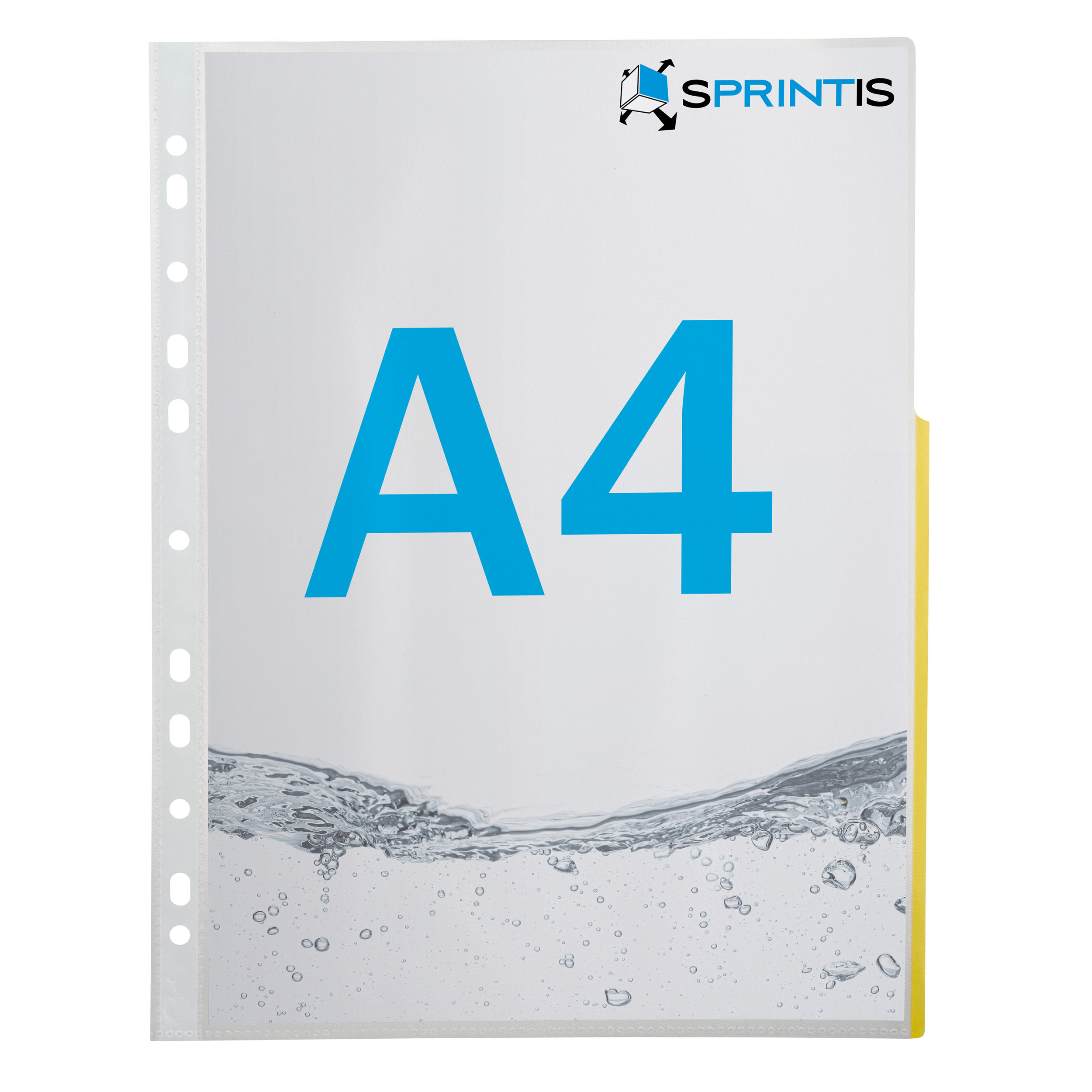 100 Prospekthüllen A4, halbseitige Signalkante, PP-Folie gelb