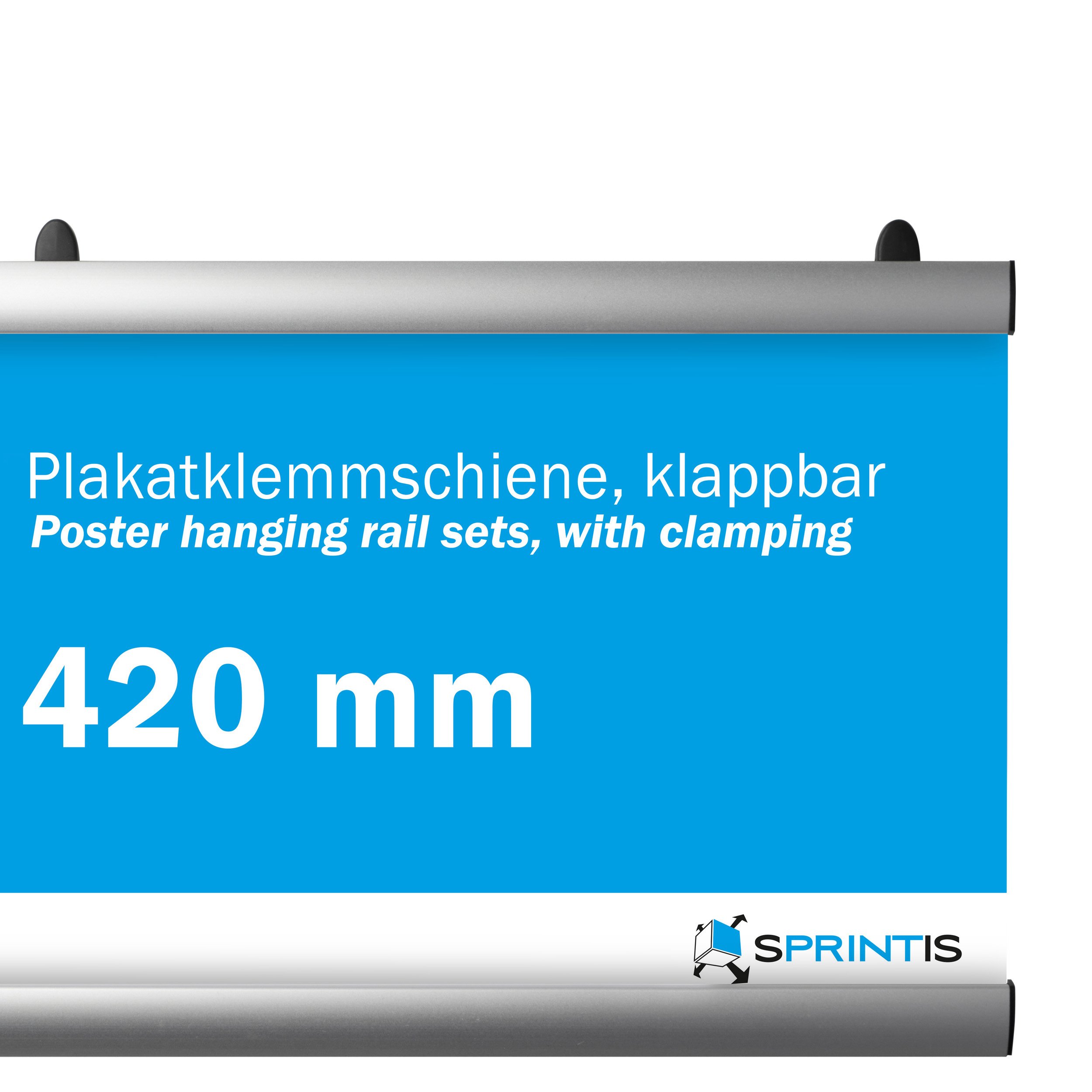 420 mm Klemmschienen für Plakate, Aluminium, aufklappbar