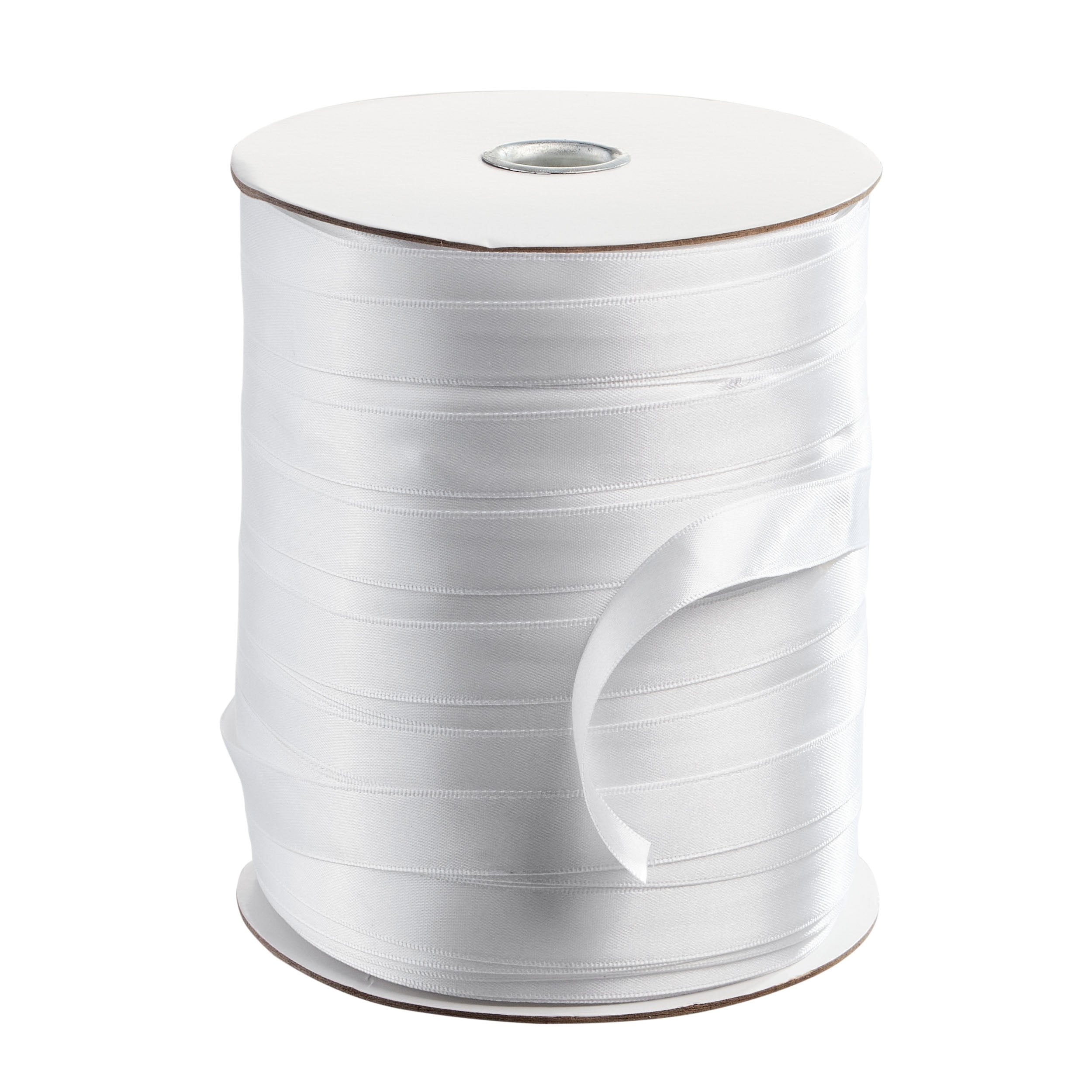 Satinband, 10 mm, weiß (Rolle mit 300 m), Polyester