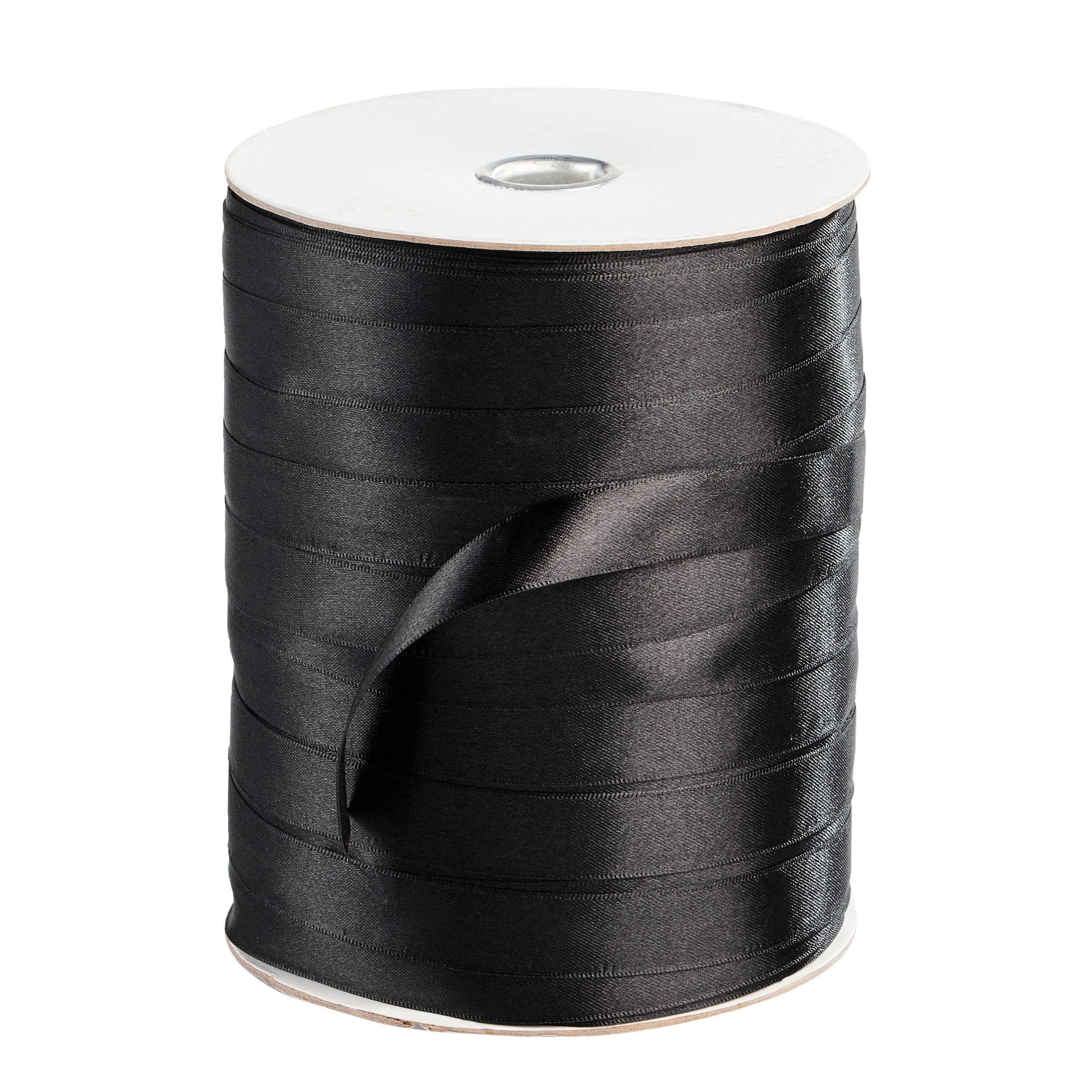 Satinband, 10 mm, schwarz (Rolle mit 300 m), Polyester