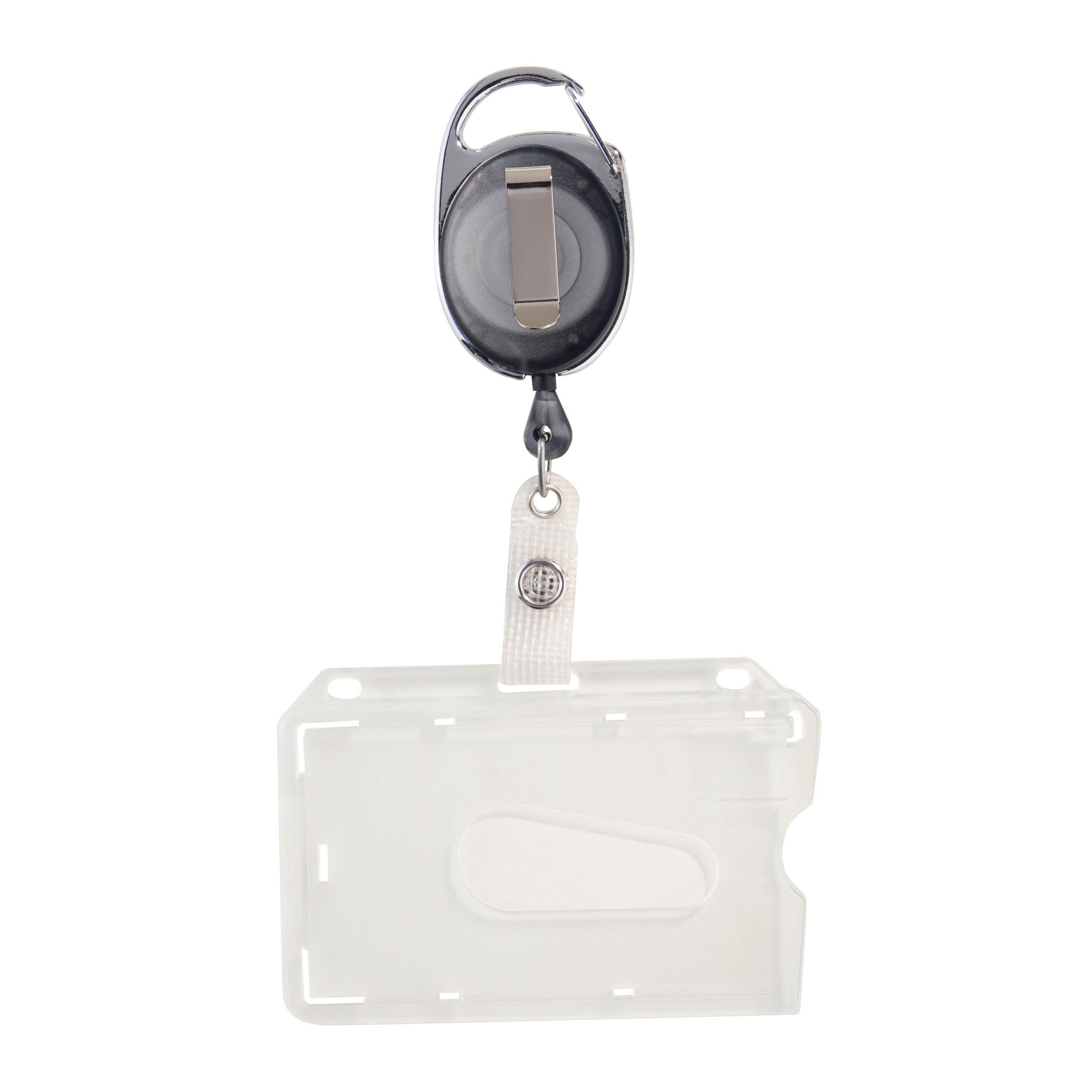 Kartenhalter mit Jojo schwarz|transparent | mit Daumenaussparung, poliert, Hartplastik