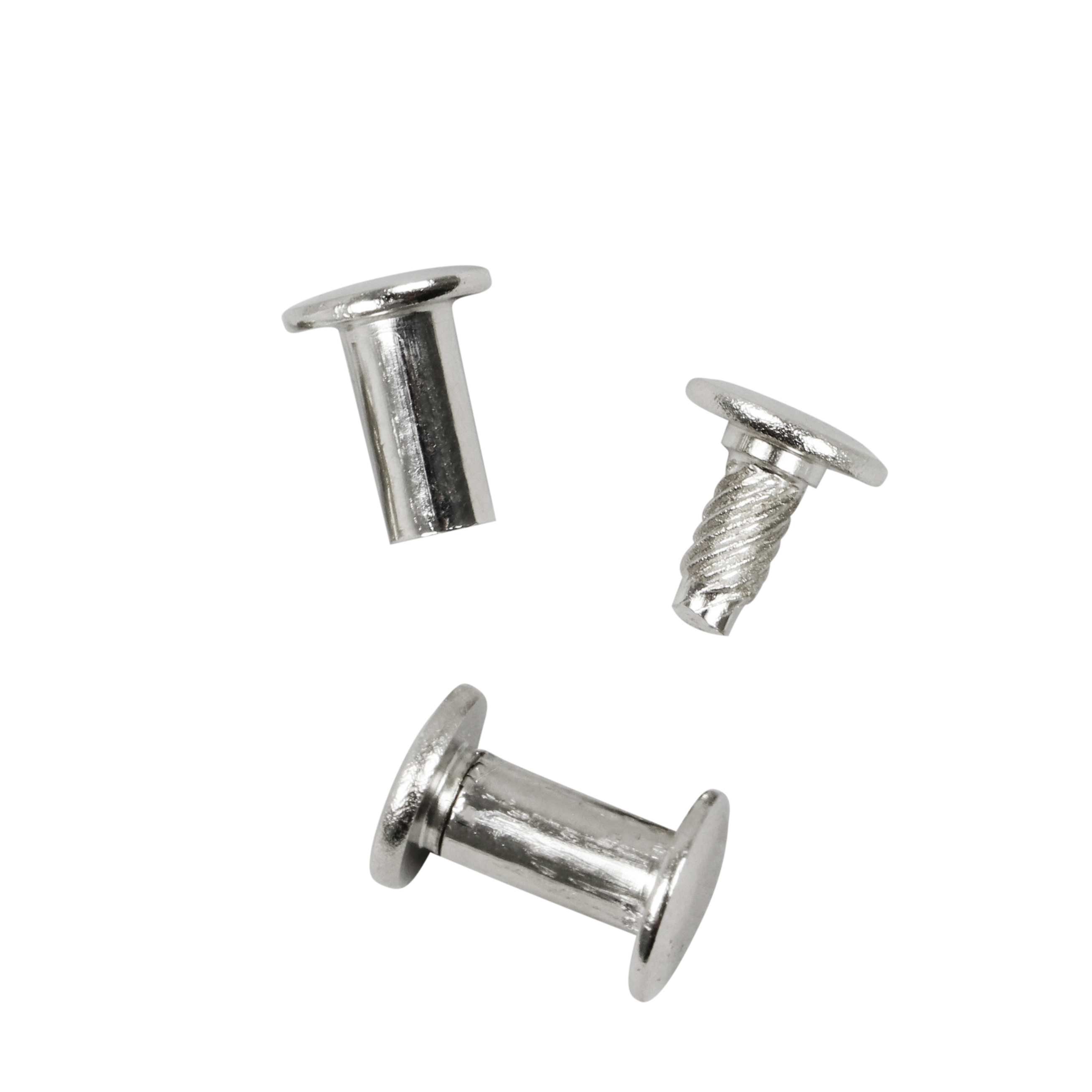 100 Buchschrauben mit Einpresskopf, vernickelt 13 mm, Metall, silber