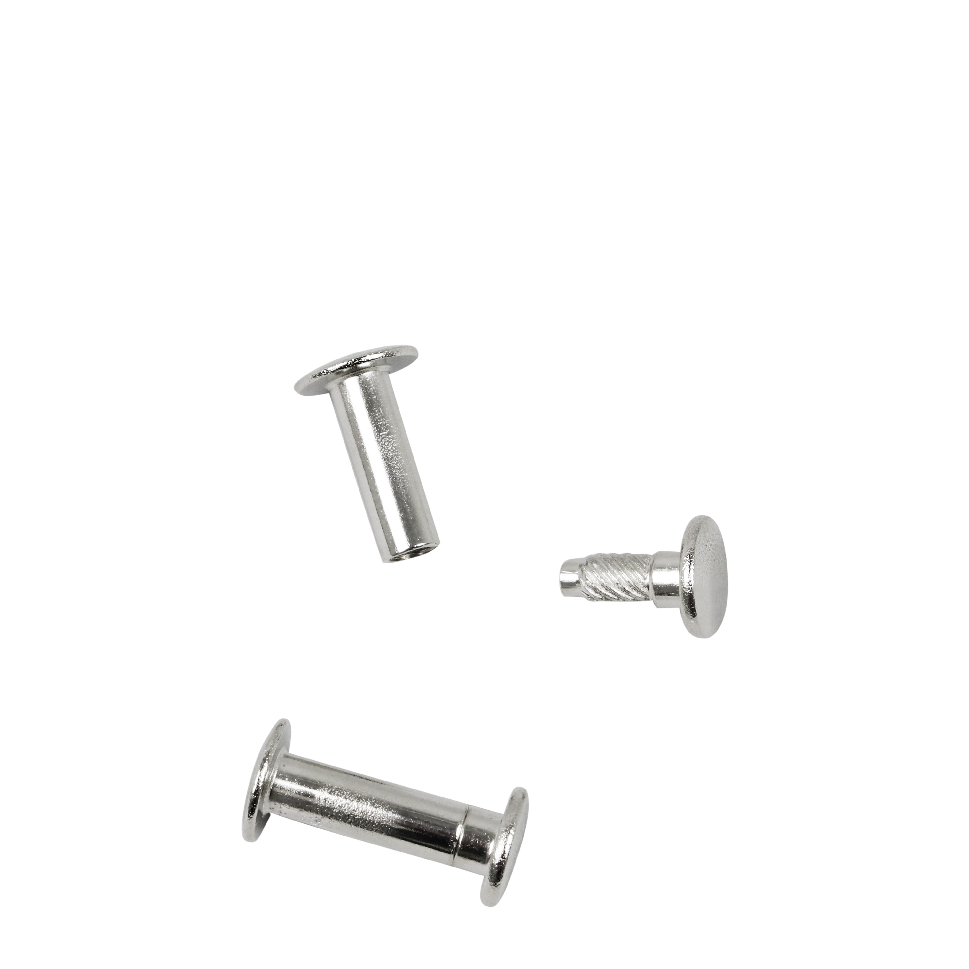 100 Buchschrauben mit Einpresskopf, vernickelt 17 mm, Metall, silber