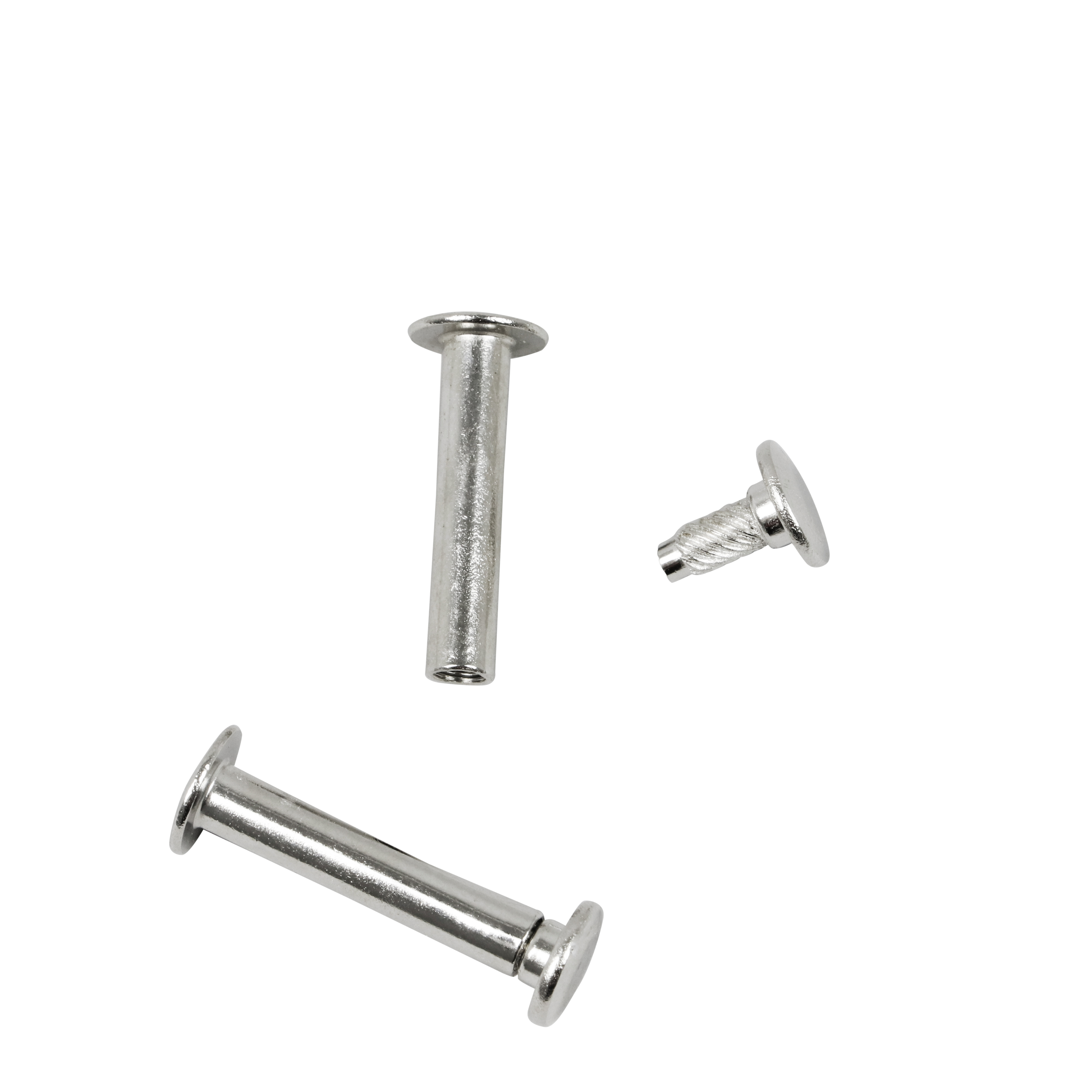 100 Buchschrauben mit Einpresskopf, vernickelt 29 mm, Metall, silber