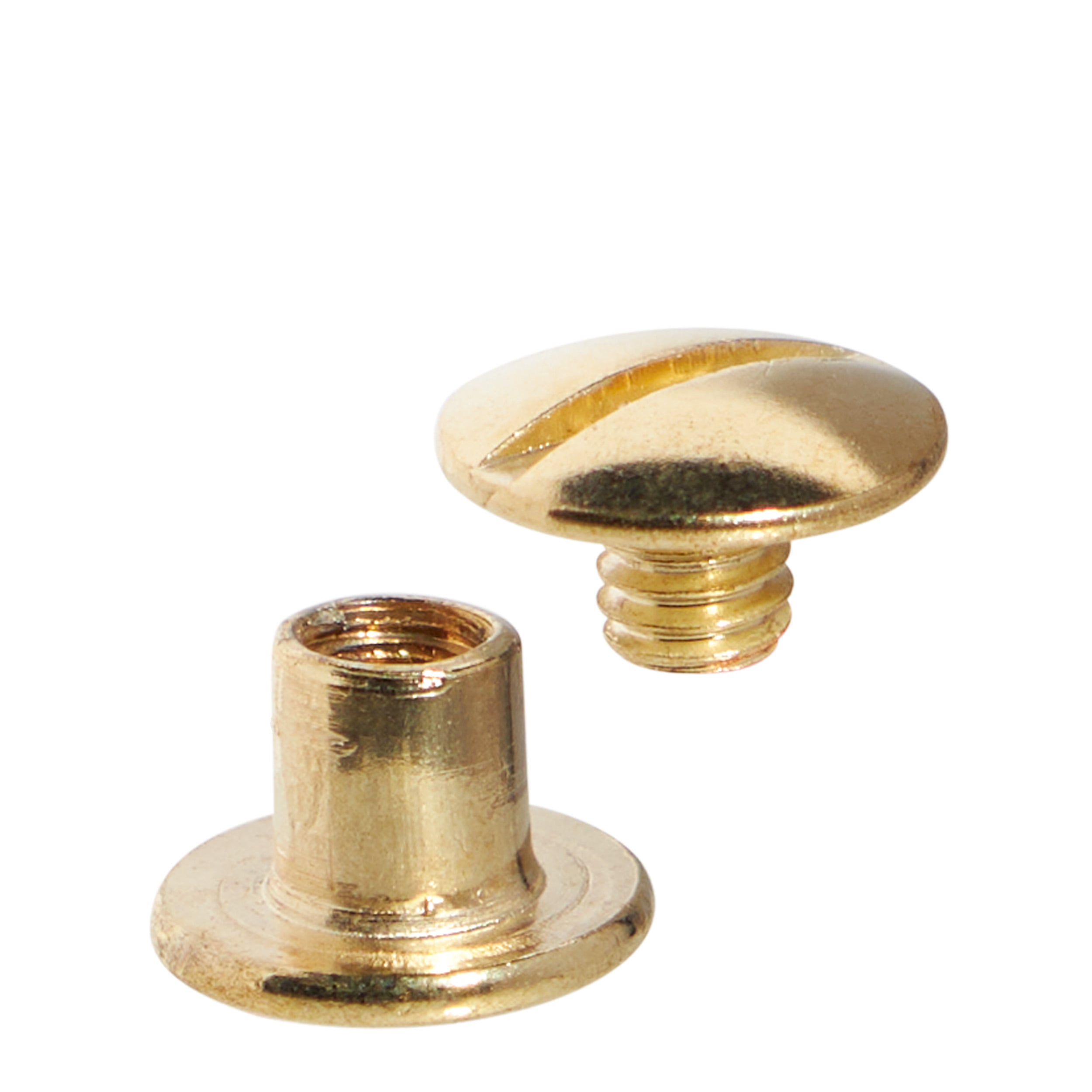 100 Buchschrauben, Messing 5 mm | Hülse und Schraube geschlitzt, Metall, gold