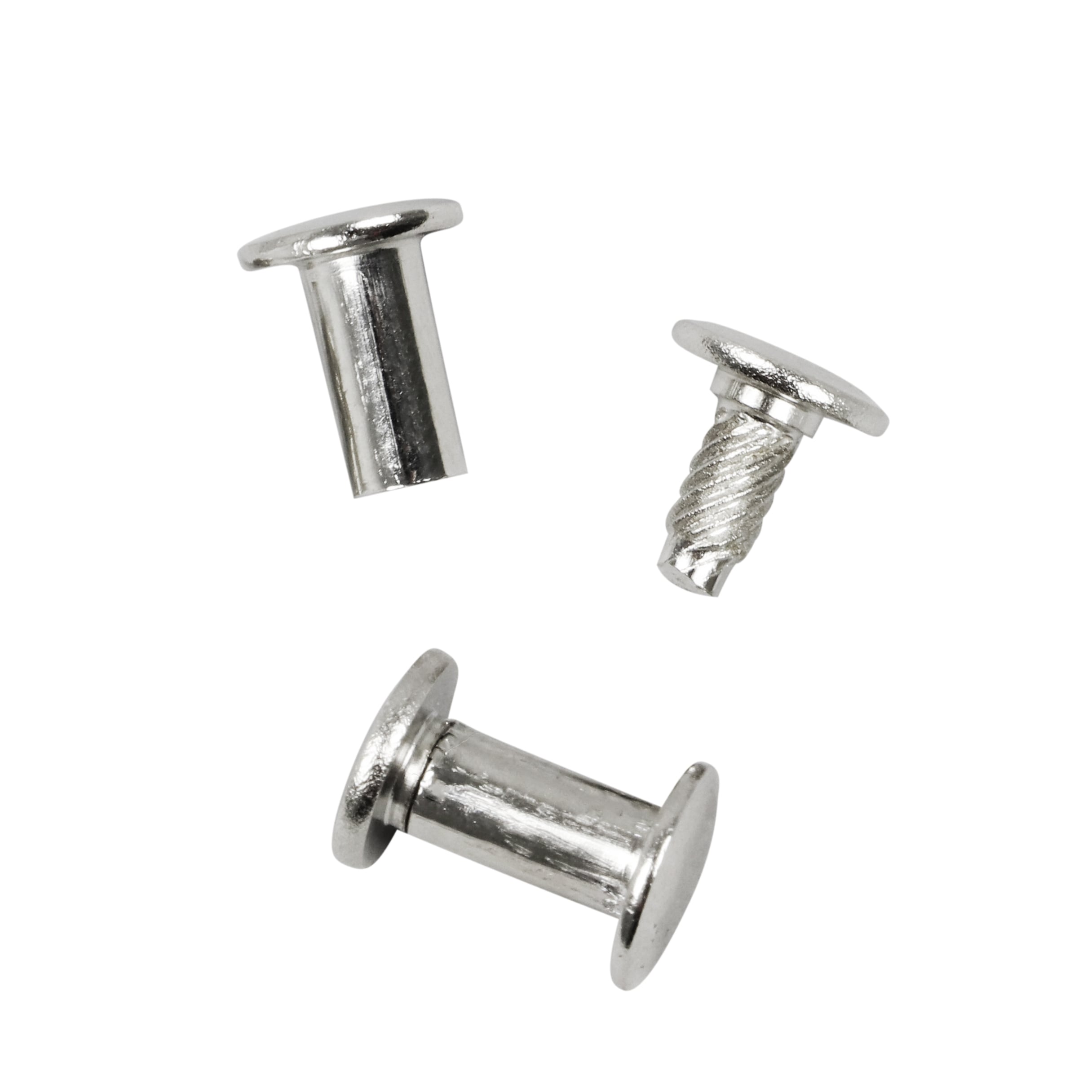 100 Buchschrauben mit Einpresskopf, vernickelt 9 mm, Metall, silber