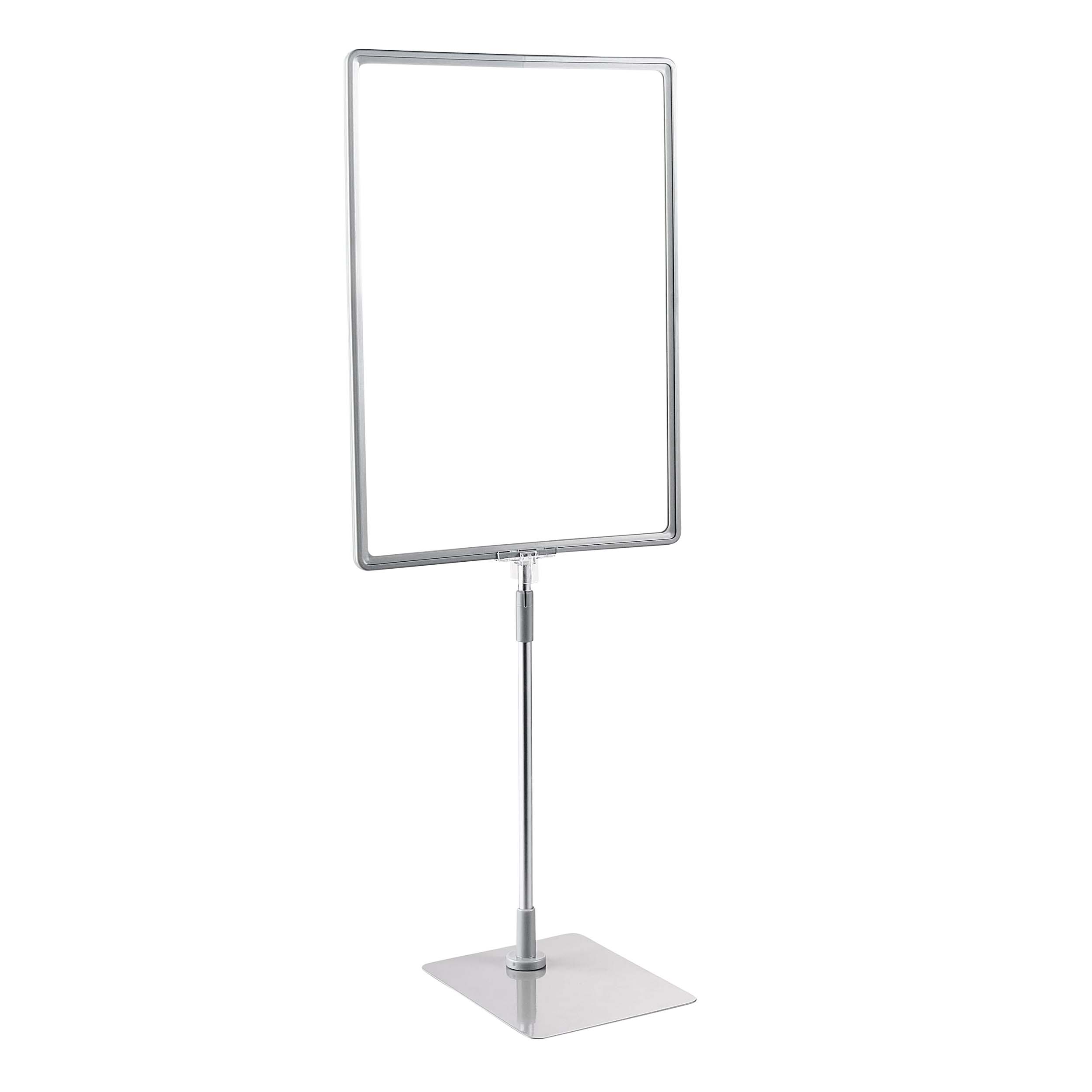 1 Set - Plakatrahmen mit Standfuß und Halterung (Set), DIN A3, Standfuß 195 x 160 mm, grau, Kunststoff