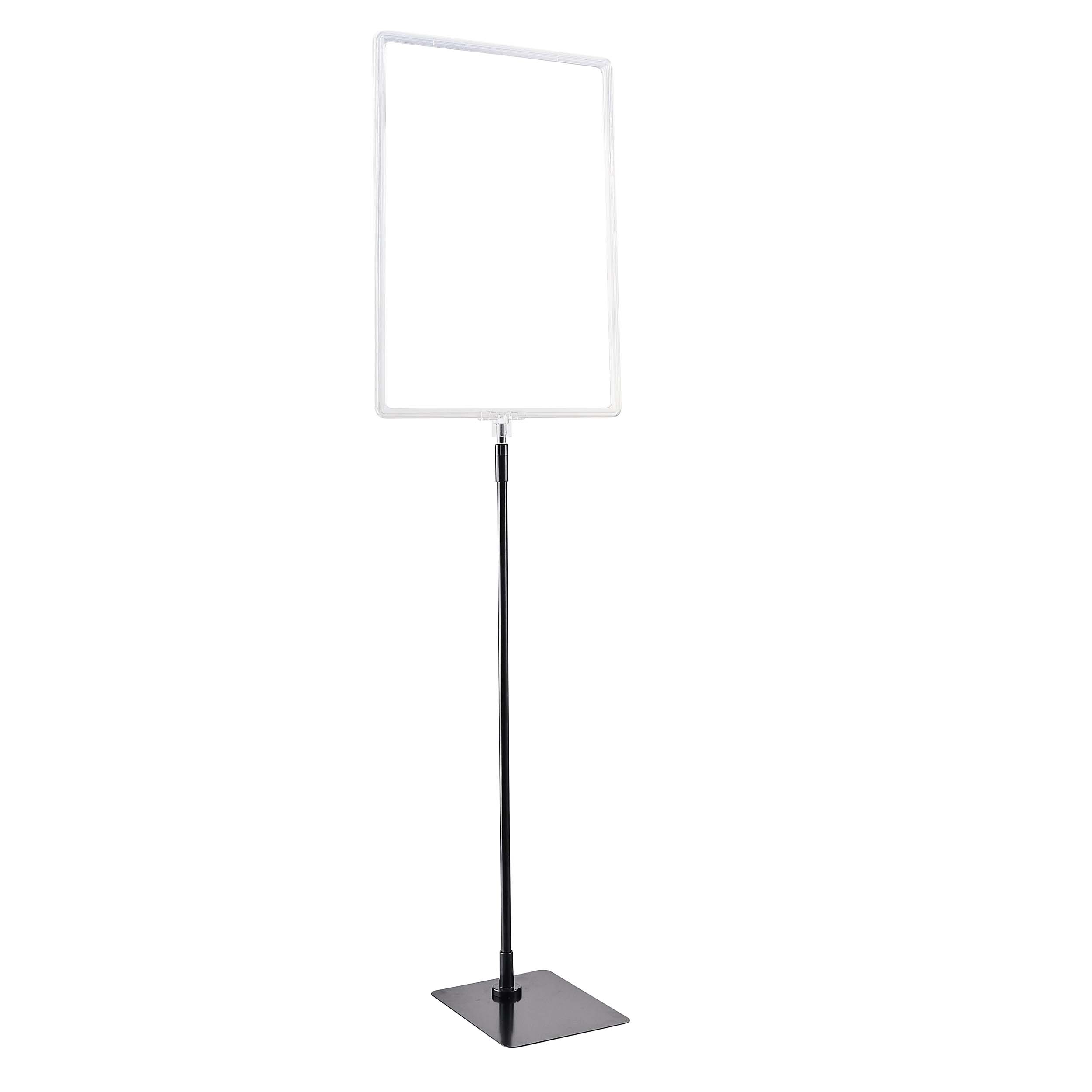 Plakatrahmen mit Standfuß und Halterung (Set) A3 transparent | Standfläche: schwarz | Aluminiumstange verstellbar von 600 - 900 mm, Kunststoff