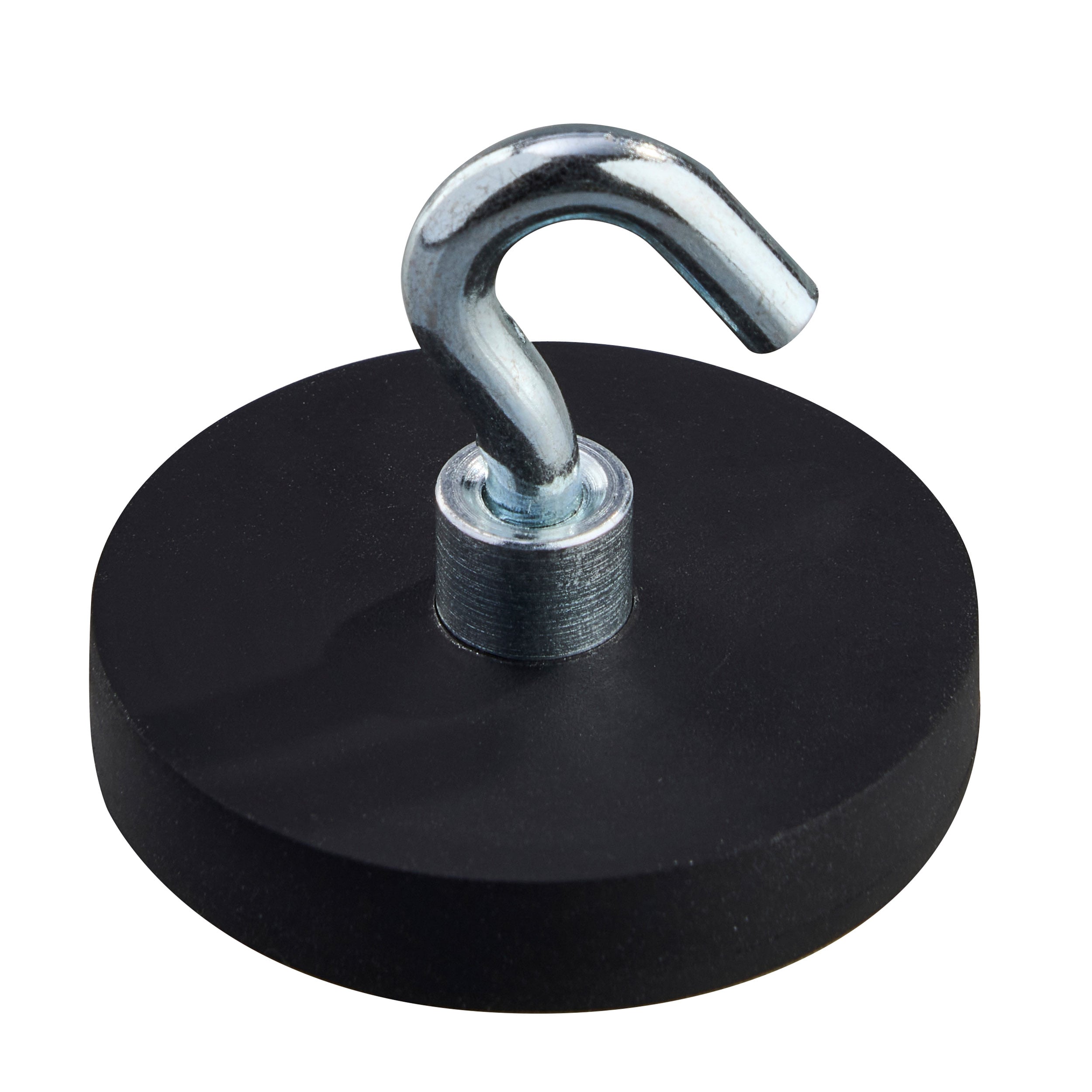 Gummierte Magnete mit Haken 31 mm | schwarz, Neodym|Gummi|Stahl