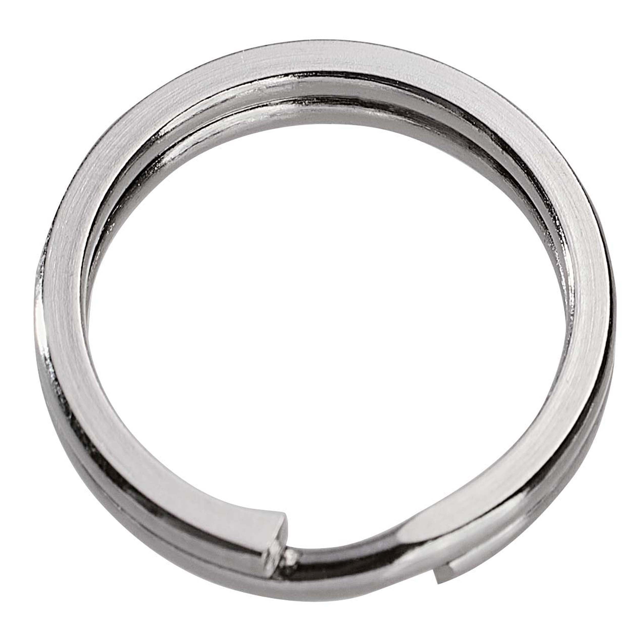 100 Schlüsselringe, vernickelt, flach 20 mm, Metall, silber