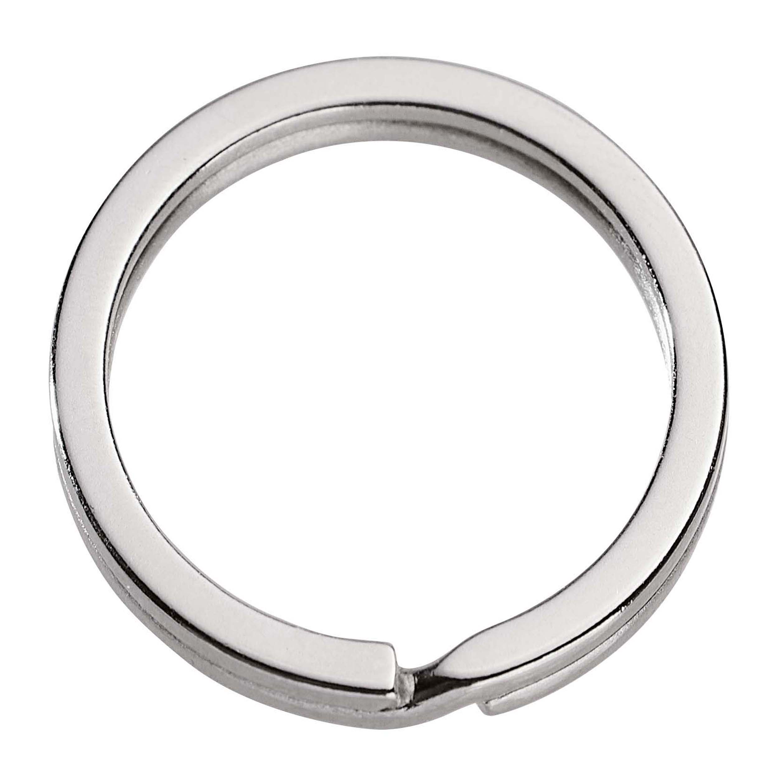 100 Schlüsselringe, vernickelt, flach 30 mm, Metall, silber