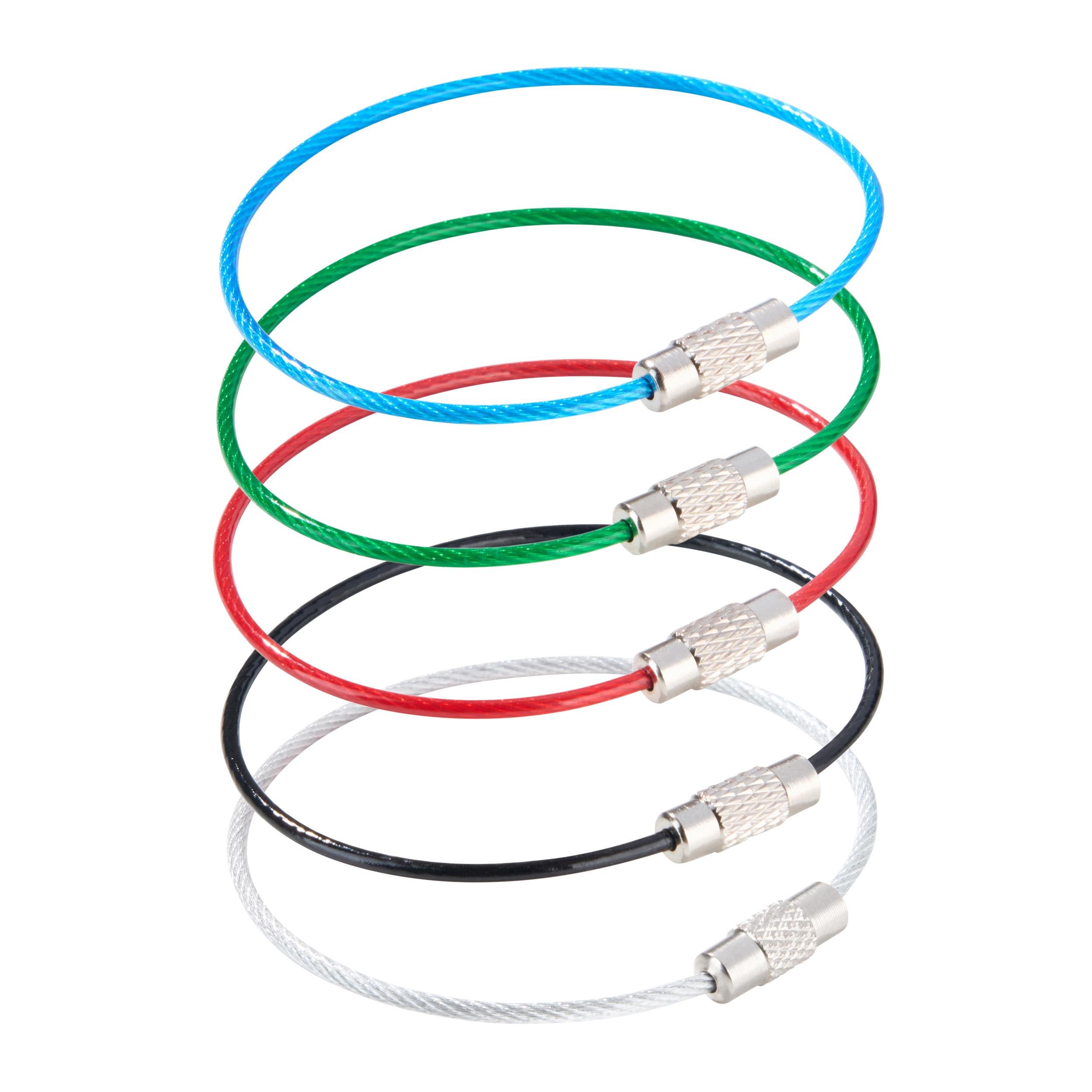 10 Drahtseilverbinder mit Drehverschluss, farbig ummantelt mehrfarbig | 150 mm, Edelstahl