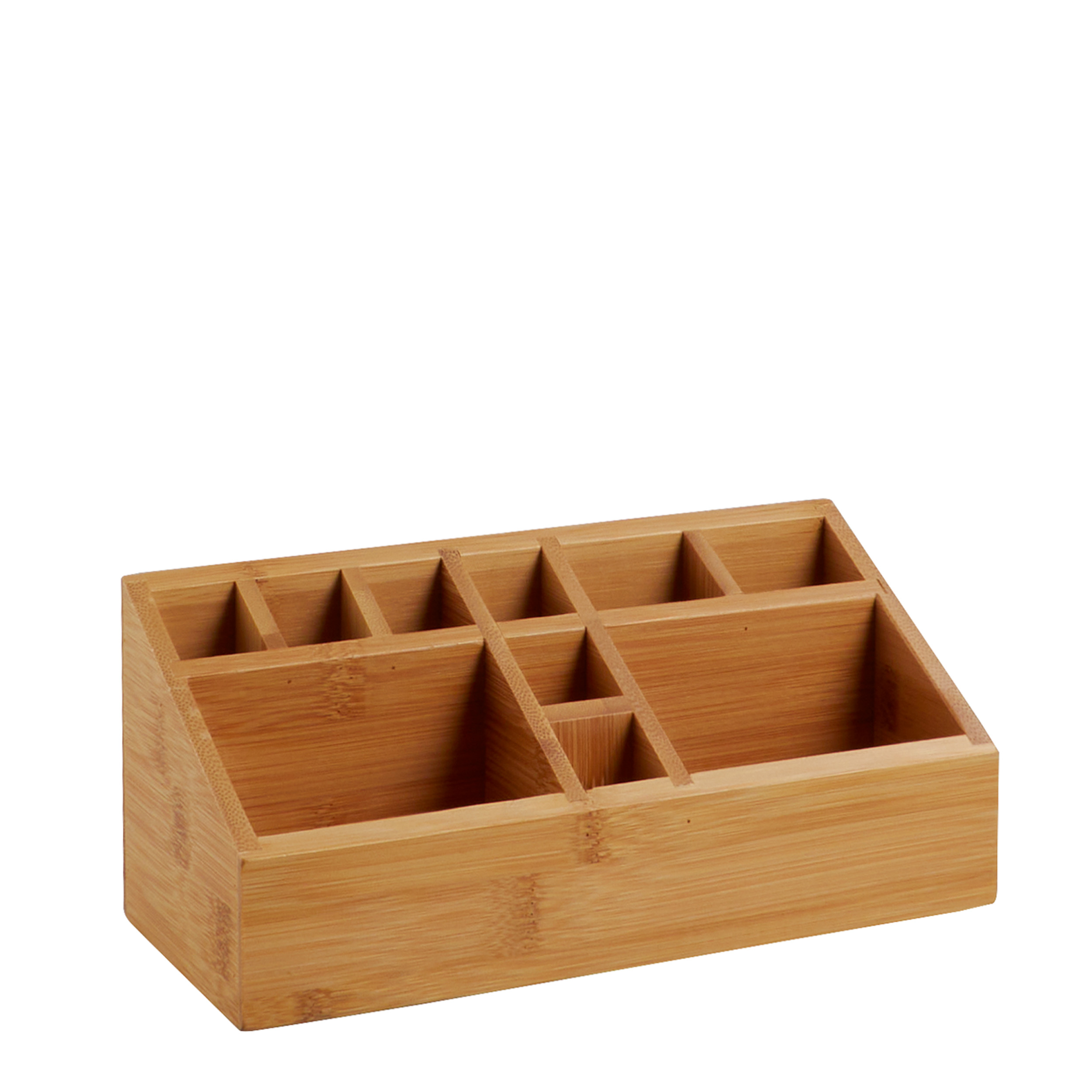 Schreibtisch Organizer Holz mit 10 Fächern, Bambus, braun
