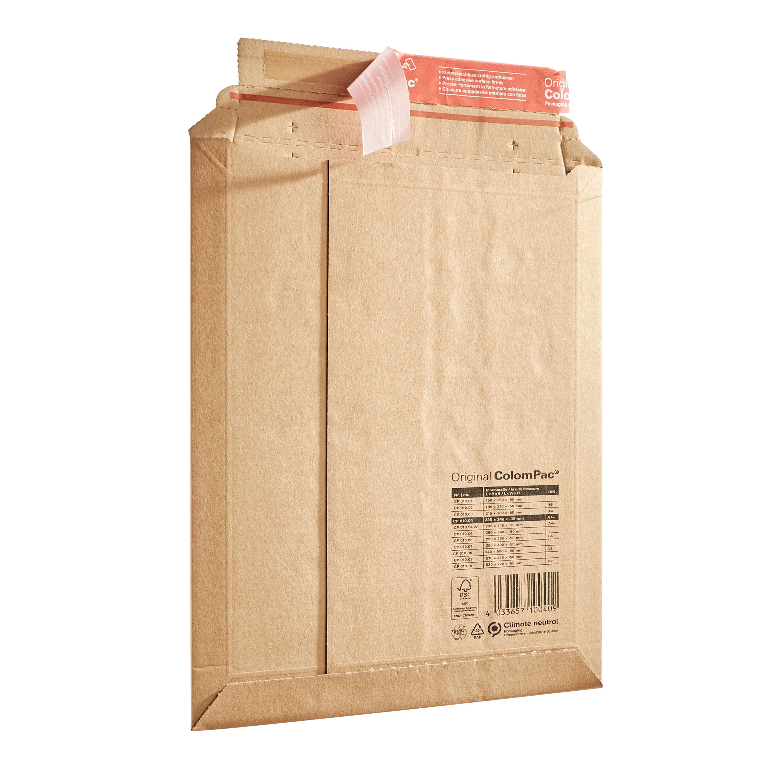 20 Versandtasche Karton A4 Plus, 250 x 360 x 50 mm, braun, Wellpappe