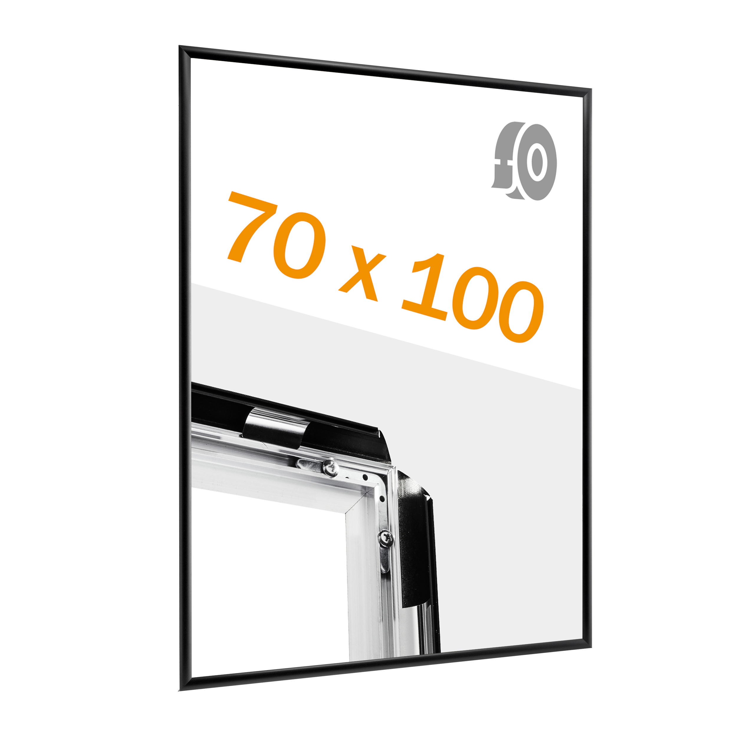 Klapprahmen B1, selbstklebend schwarz | Gehrung, Aluminium