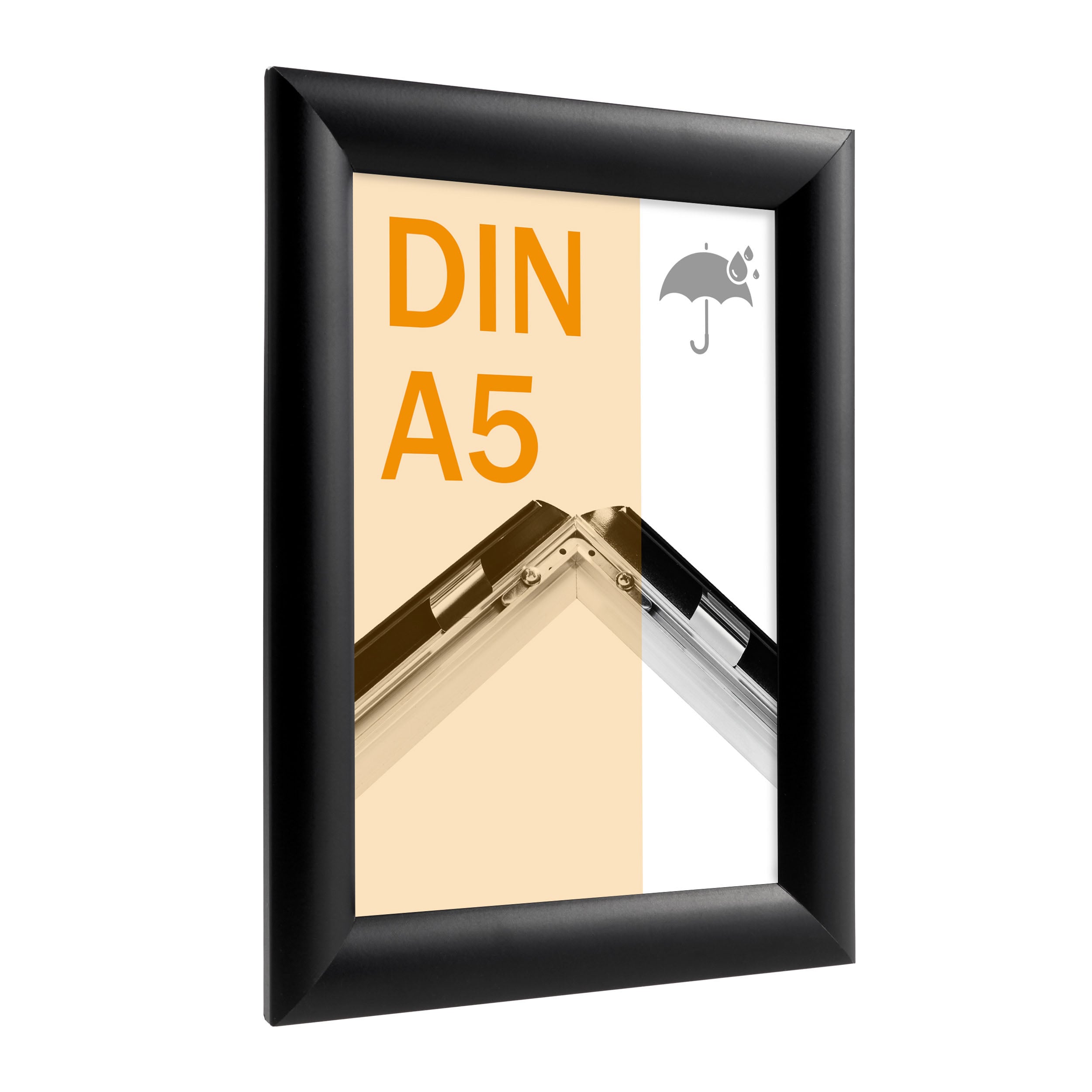 Klapprahmen A5 wetterfest, schwarz schwarz, Aluminium