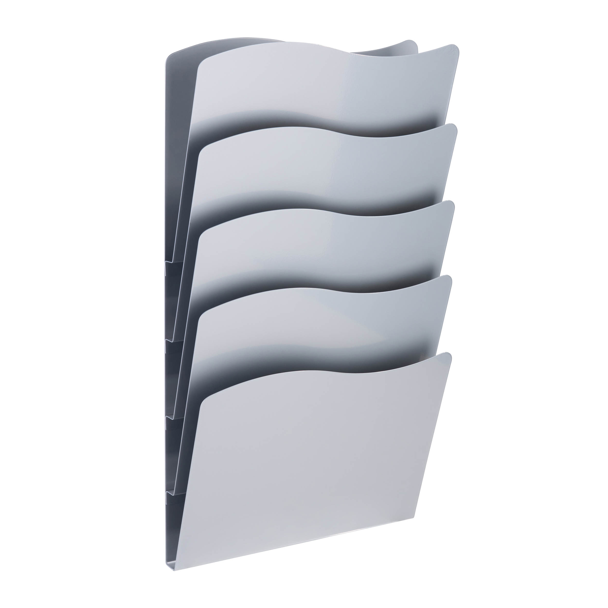 Wandprospekthalter, A4 Hochformat, 5 Fächer, silber, Stahl