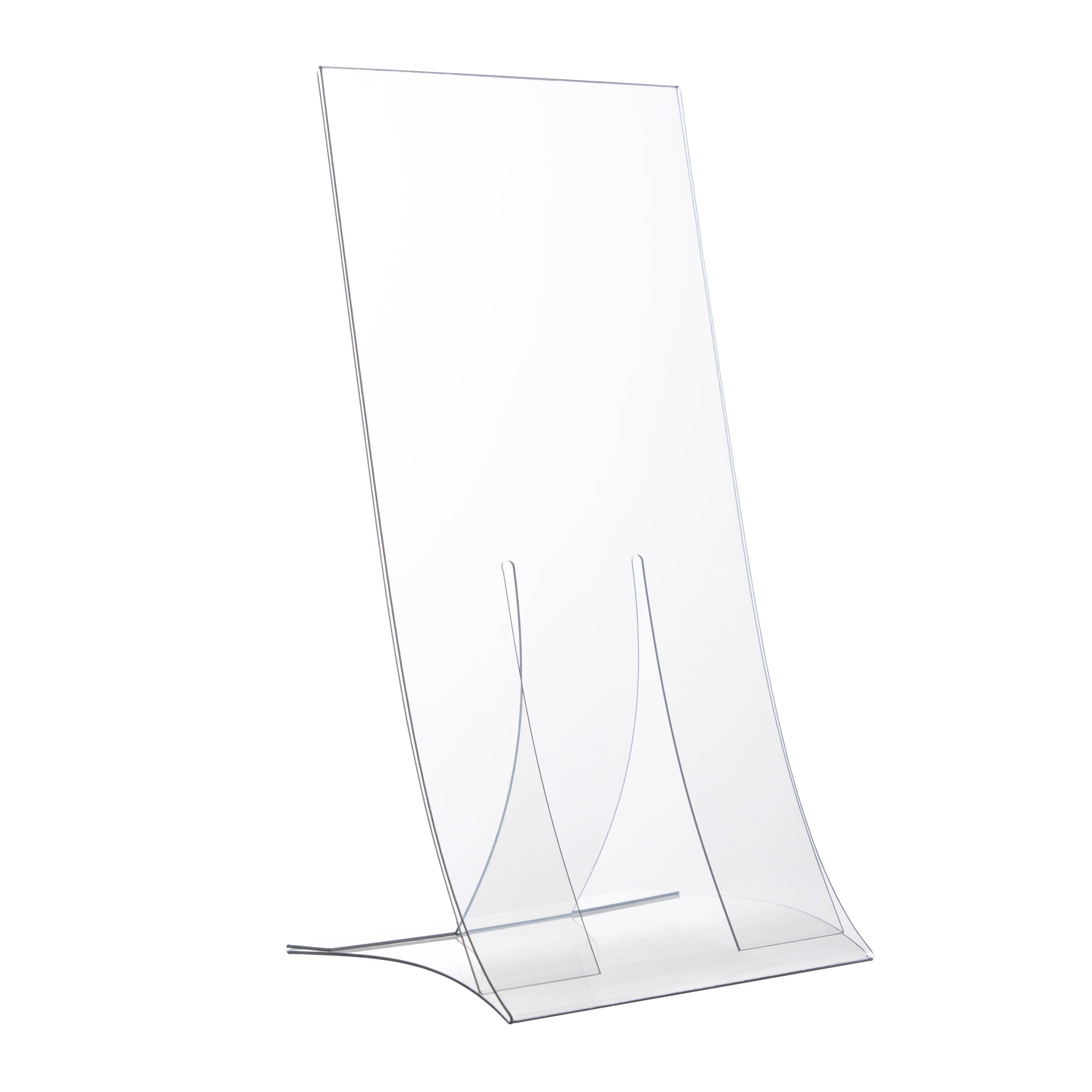 L-Aufsteller, faltbar, Hochformat, bruchfest, PET 1/3 A4, transparent