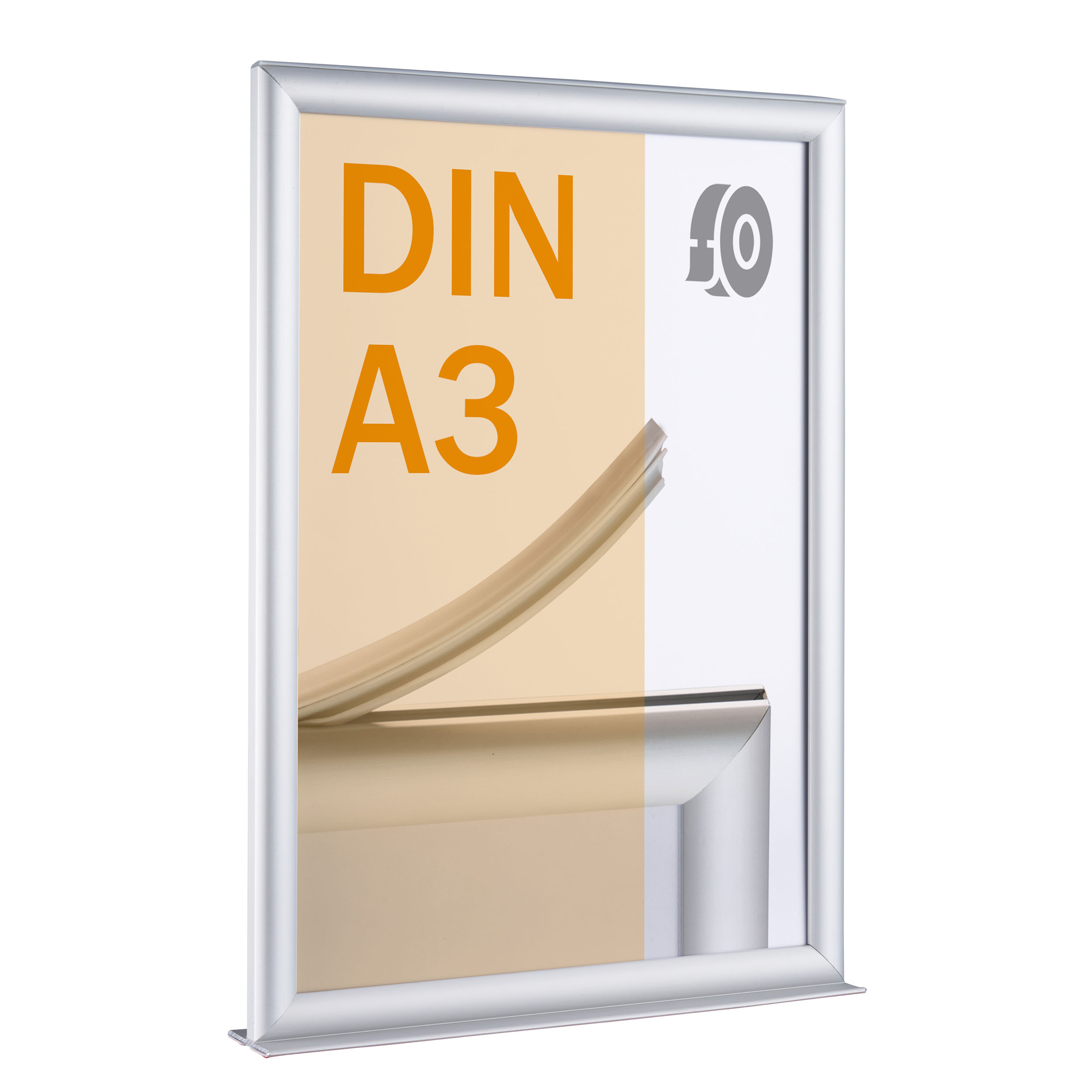 Info Topper A3, Hochformat, Aluminium, silber