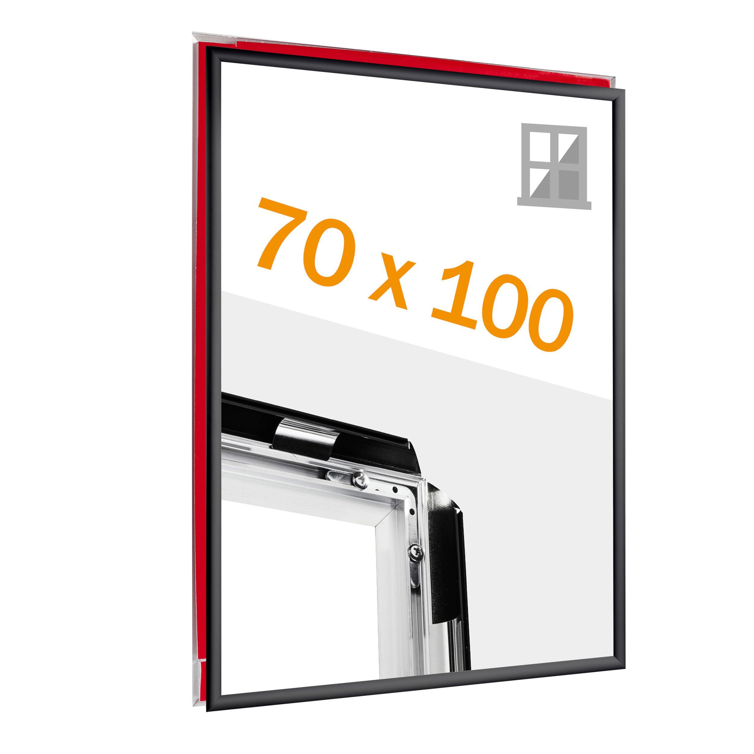 Klapprahmen B1, Fenster, 25 mm, Gehrung, schwarz schwarz, Aluminium