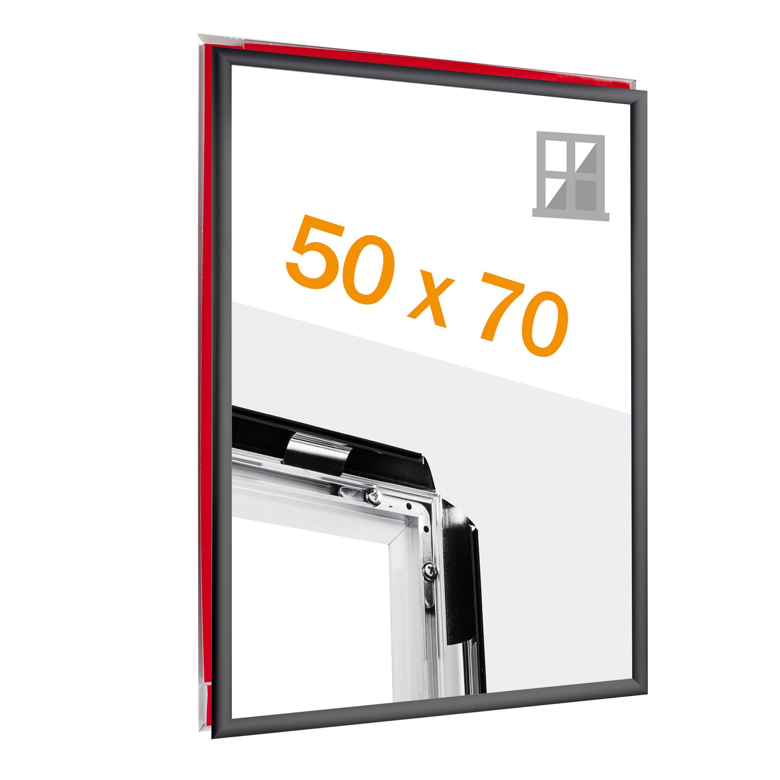 Klapprahmen B2, Fenster, 25 mm, Gehrung, schwarz schwarz, Aluminium