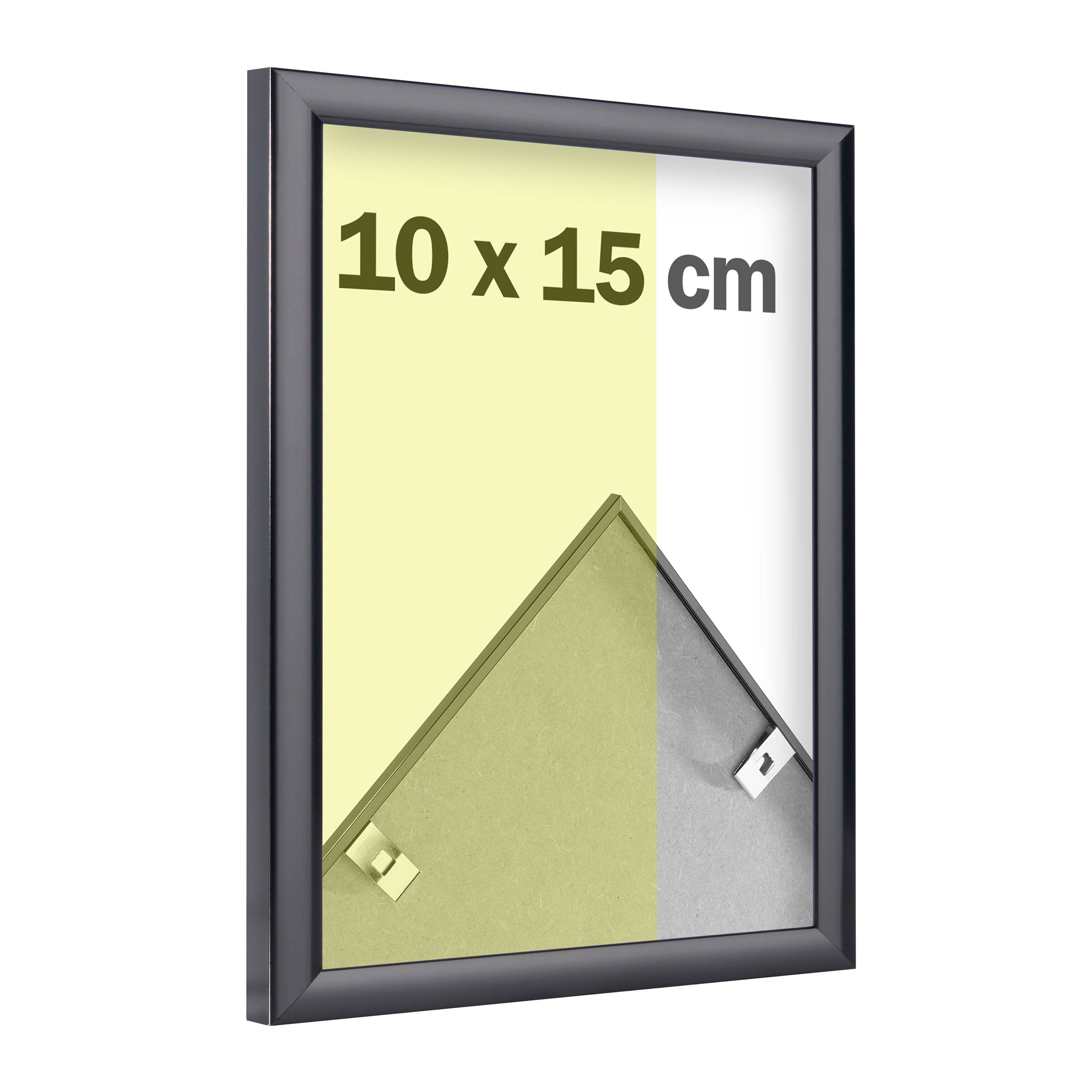 Alu-Bilderrahmen, Styrol klar 10 x 15 cm | schwarz | glänzend, Aluminium|PS|MDF