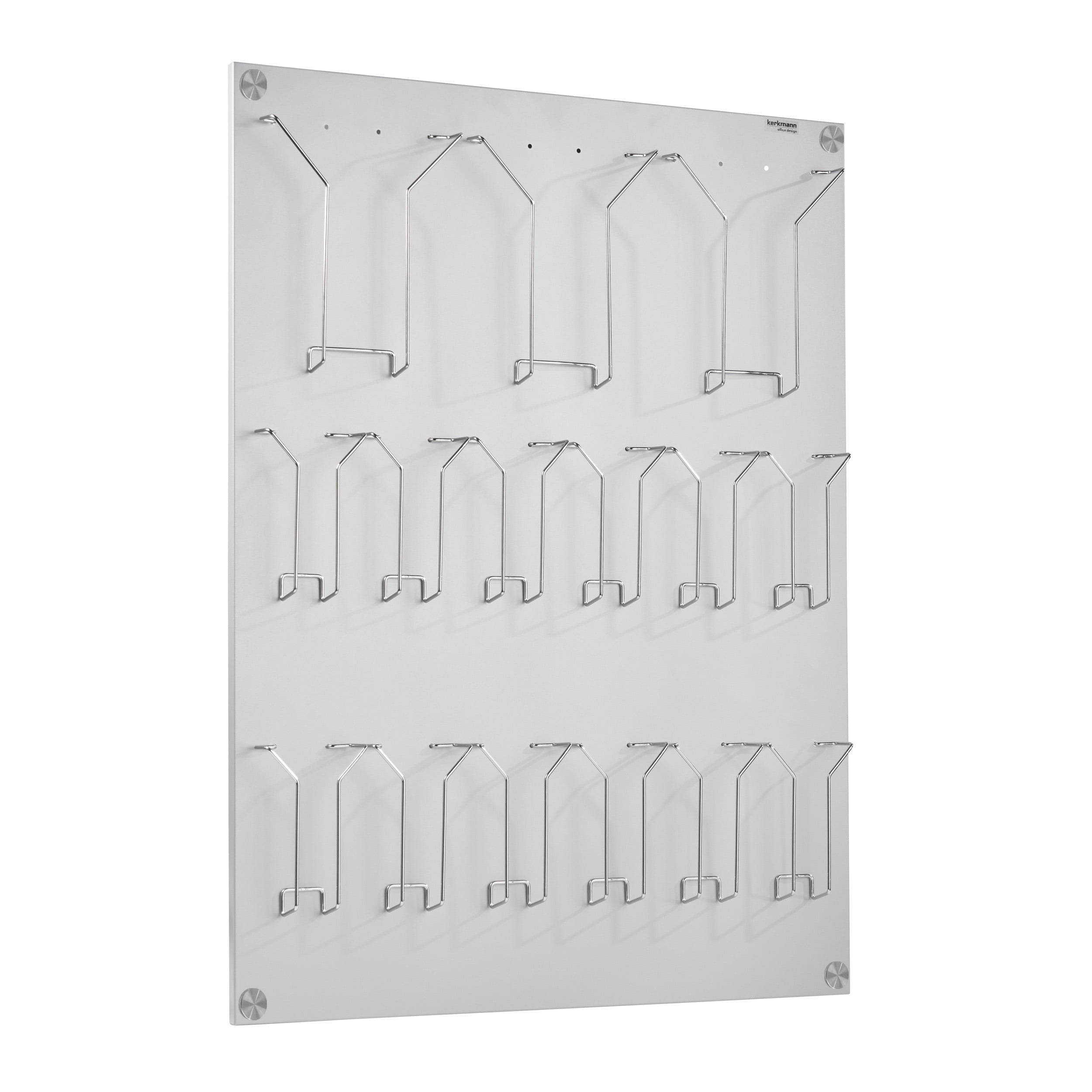 Wandprospekthalter FOCUS, 9 x A4 / 18 x DIN lang, Metall|Stahl, silber