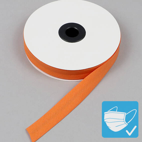 orange Schrägband, Baumwolle und Polyester, 20 mm (Rolle mit 25 m)