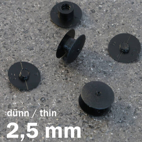 schwarz, 2.5 mm Druckösen Kunststoff, dünne Ausführung