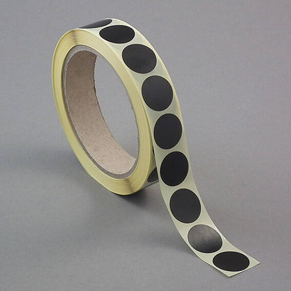 Markierungspunkte, schwarz, 13 mm, einseitig stark haftend, Papier