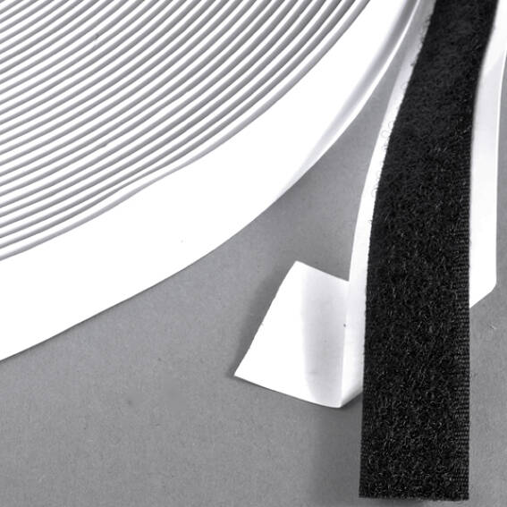 Flauschband selbstklebend auf Rolle mit 25 m 20 mm | schwarz, Nylon|Polyester