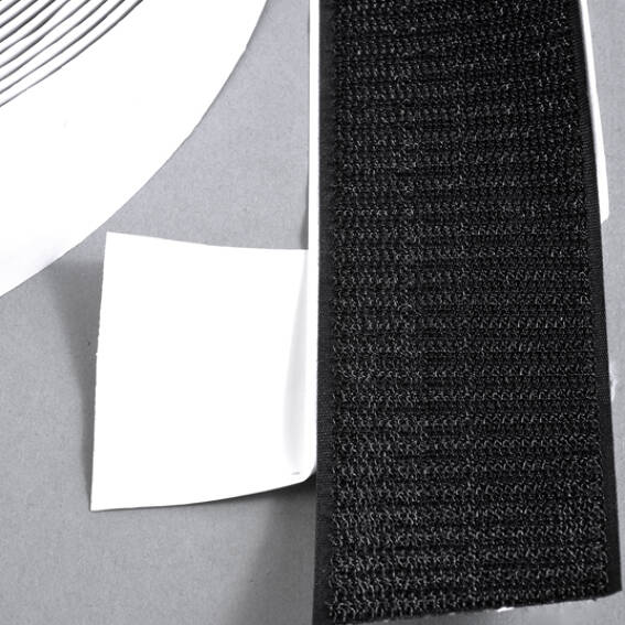 50 mm, schwarz Hakenband selbstklebend auf Rolle mit 25 m