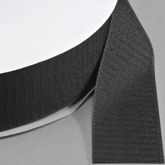 Klettband zum Nähen, Haken (Rolle mit 25 m) 50 mm | schwarz, Nylon|Polyester