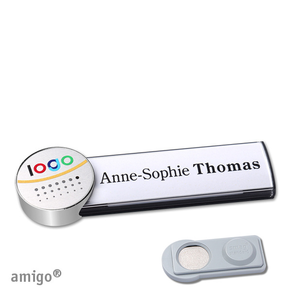10 Namensschilder amigo alu-print Magnet anthrazit | smag Magnet | circle | edelstahl | silber, Metall