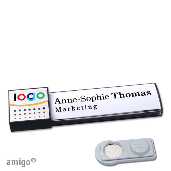 10 Namensschilder amigo alu-print Magnet anthrazit | smag Magnet | square | anthrazit | silber, Metall