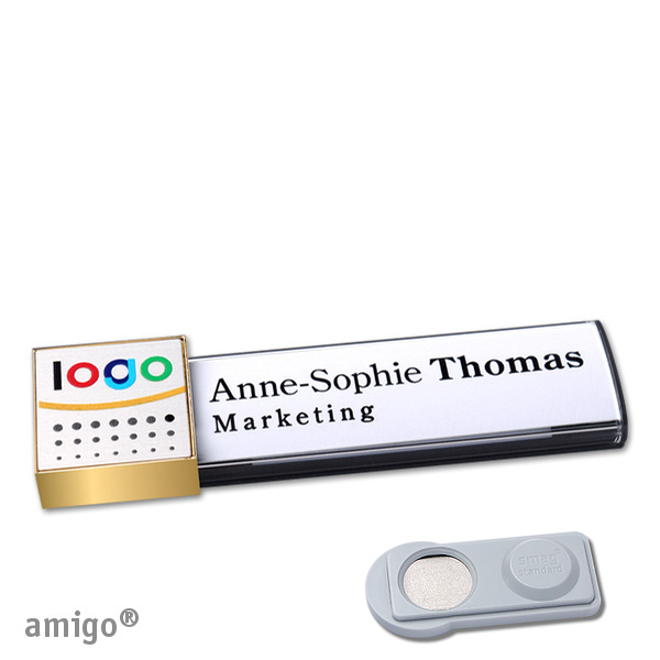 10 Namensschilder amigo alu-print Magnet anthrazit | smag Magnet | square | gold | silber, Metall