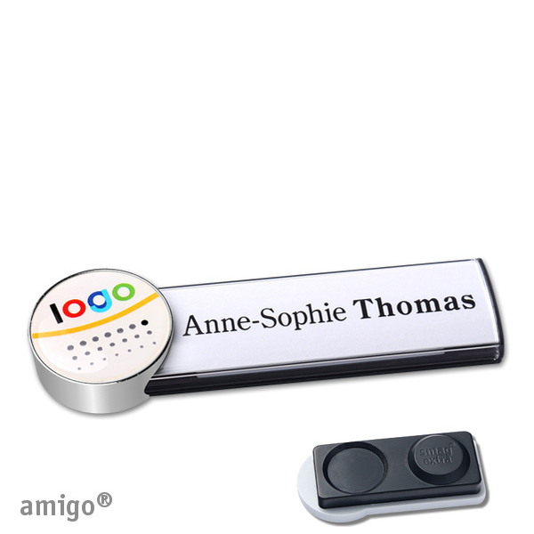 10 Namensschilder amigo doming Magnet anthrazit | smag Magnet, extra stark | circle | edelstahl |, Metall