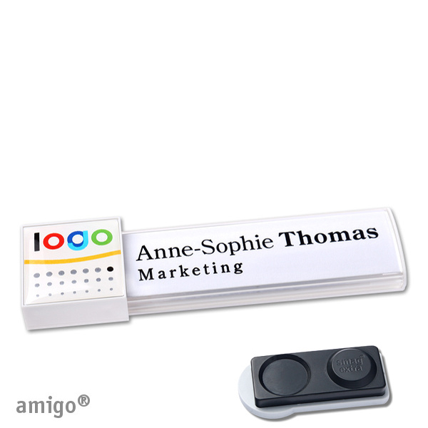 10 Namensschilder amigo doming Magnet weiß | smag Magnet, extra stark | square | weiß |, Metall