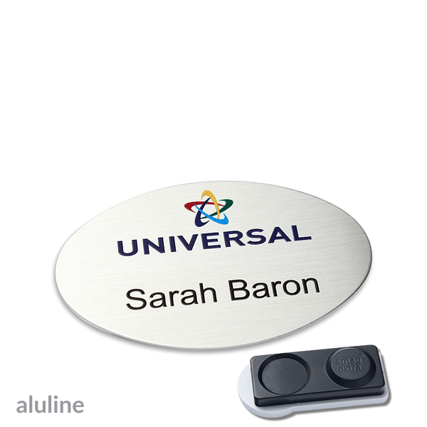 10 Namensschilder aluline-plus alu-complete Magnet 65 x 43 mm | silber | smag Magnet, extra stark, Metall