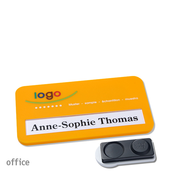 10 Namensschilder office color-print Magnet gelb | smag Magnet, extra stark, Kunststoff