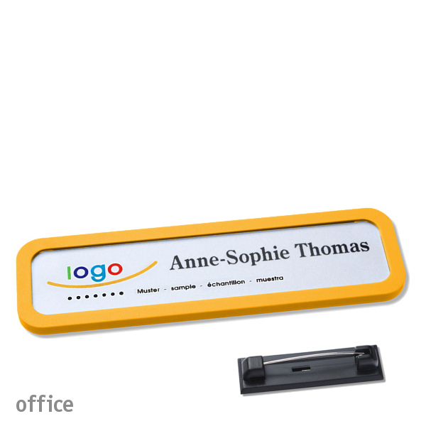 10 Namensschilder office quick-print Nadel 75 x 17 mm | gelb, Kunststoff